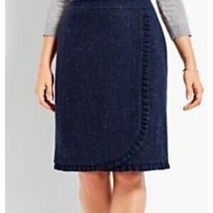 Talbots Petites 16 Wool Blend Tweed Pencil Skirt Ruffle Hem Classic Workwear